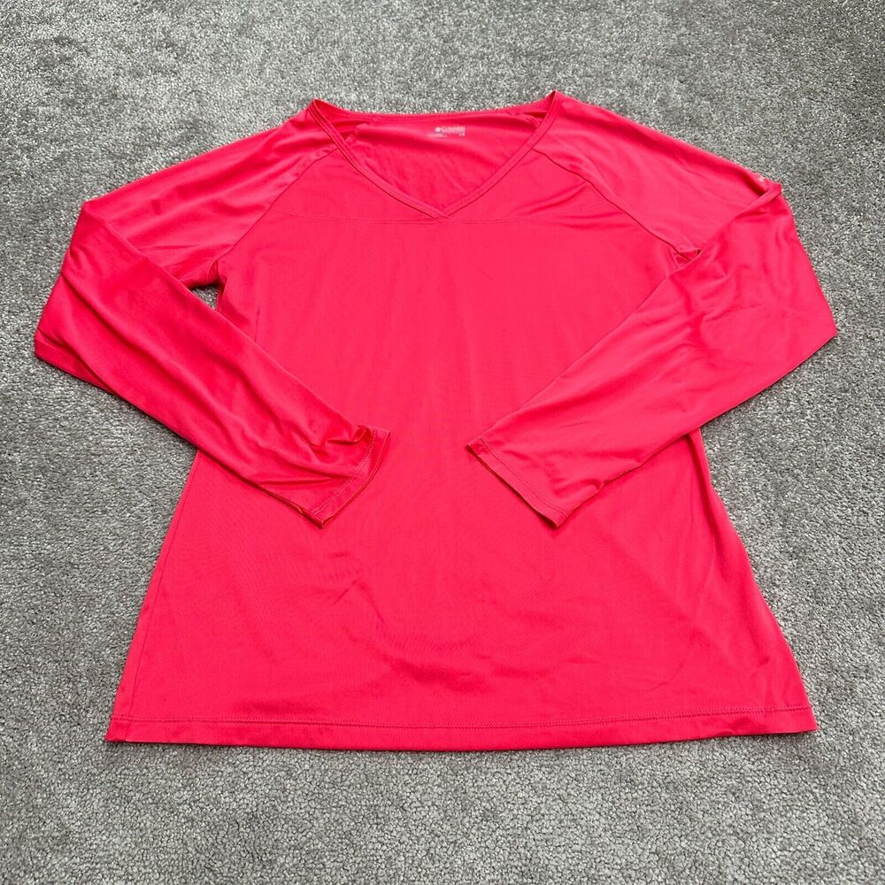 Columbia Active Top Womens Large Pink Long Sleeve V-Neck Athleisure Lightweight